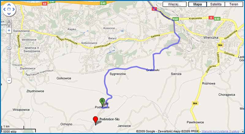 mapa Ośrodek narciarski Podstolice-Ski