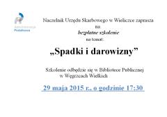Bezpłatne szkolenie z zakresu spadków i darowizn