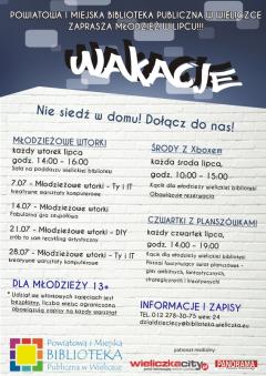 Lipiec dla młodzieży w wielickiej bibliotece!