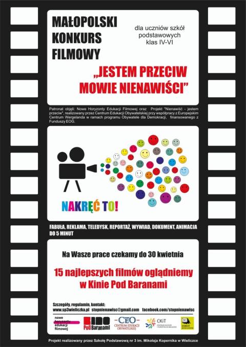 Małopolski Konkurs Filmowy „Jestem Przeciw Mowie Nienawiści”