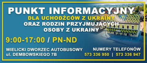 PUNKT INFORMACYJNY dla Uchodźców z Ukrainy oraz Rodzin przyjmujących osoby z Ukrainy