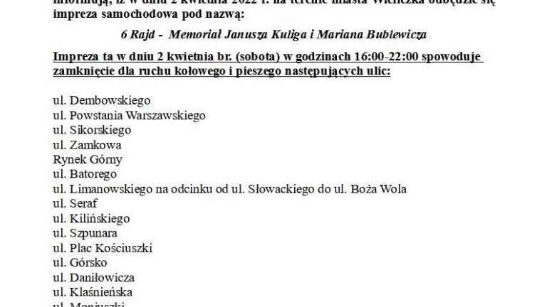 Zamknięcia ulic w Wieliczka.jpg