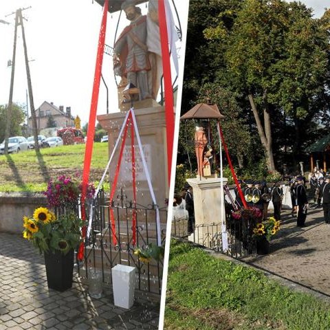 Poświęcenie odnowionej figury Świętego Floriana w Podstolicach