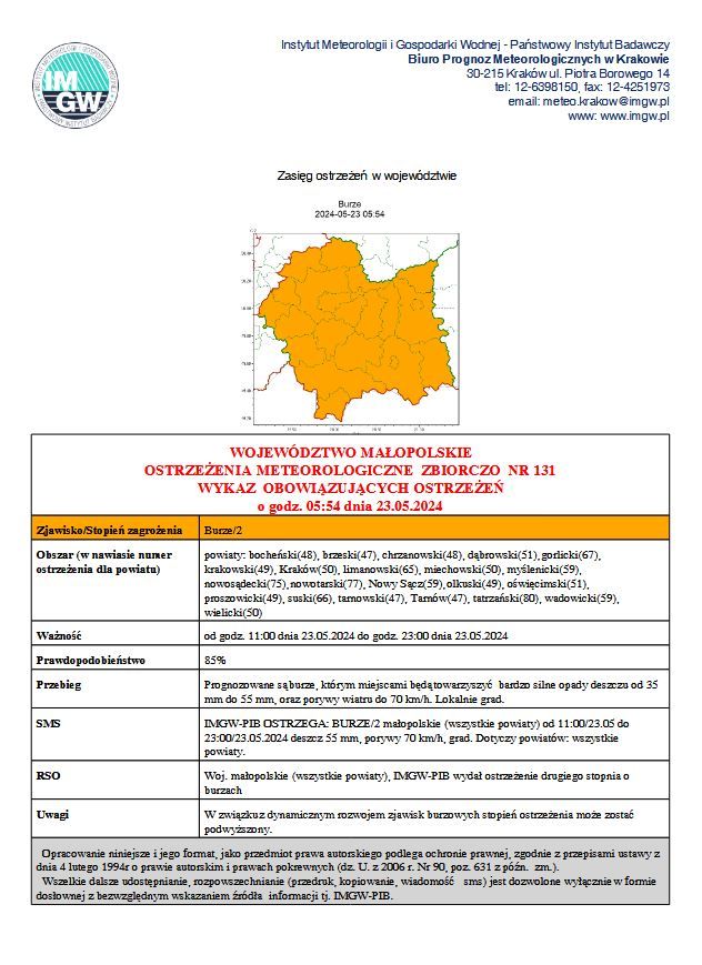 ostrzezenie meteorologiczne nr 131.JPG