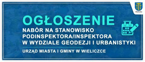 Ogłoszenie o naborze na stanowisko podinspektora / inspektora w Wydziale Geodezji i Urbanistyki