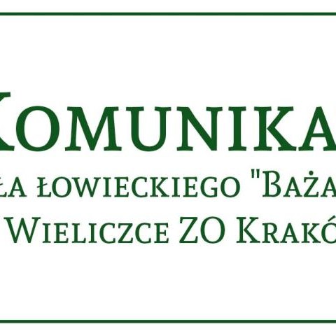 Plan polowań Koła łowieckiego "Bażant" w Wieliczce ZO Kraków