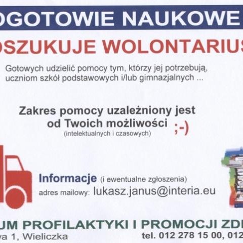 Pogotowie Naukowe poszukuje wolontariuszy