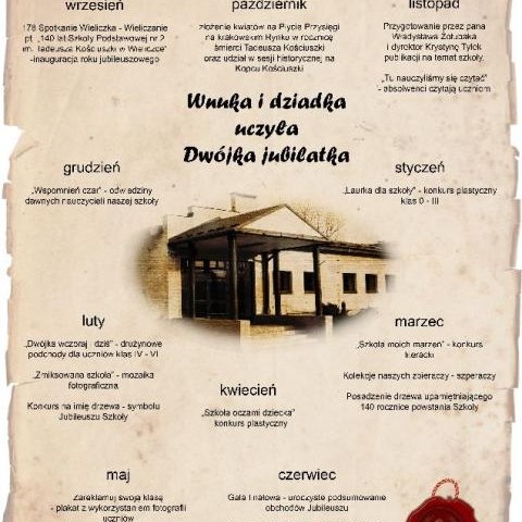 Kalendarium roku jubileuszowego SP nr 2 w Wieliczce
