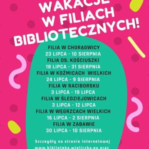 WAKACJE W FILIACH BIBLIOTECZNYCH